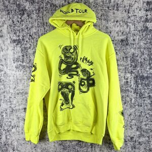 Billie Eilish 2019 World Tour Sweatshirt Size MEDIUM Rare Neon Yellow Graffiti